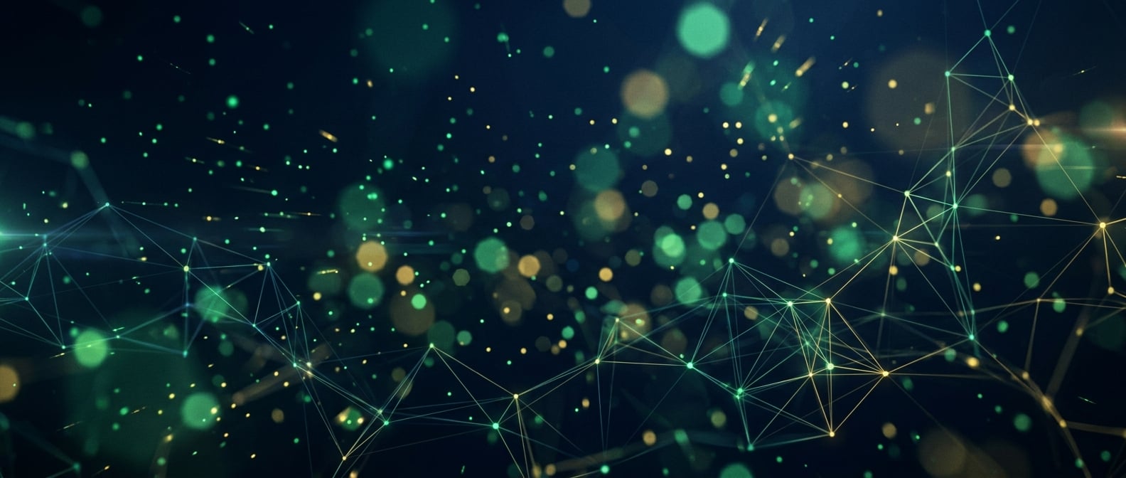 Dark tech background with glowing network particles